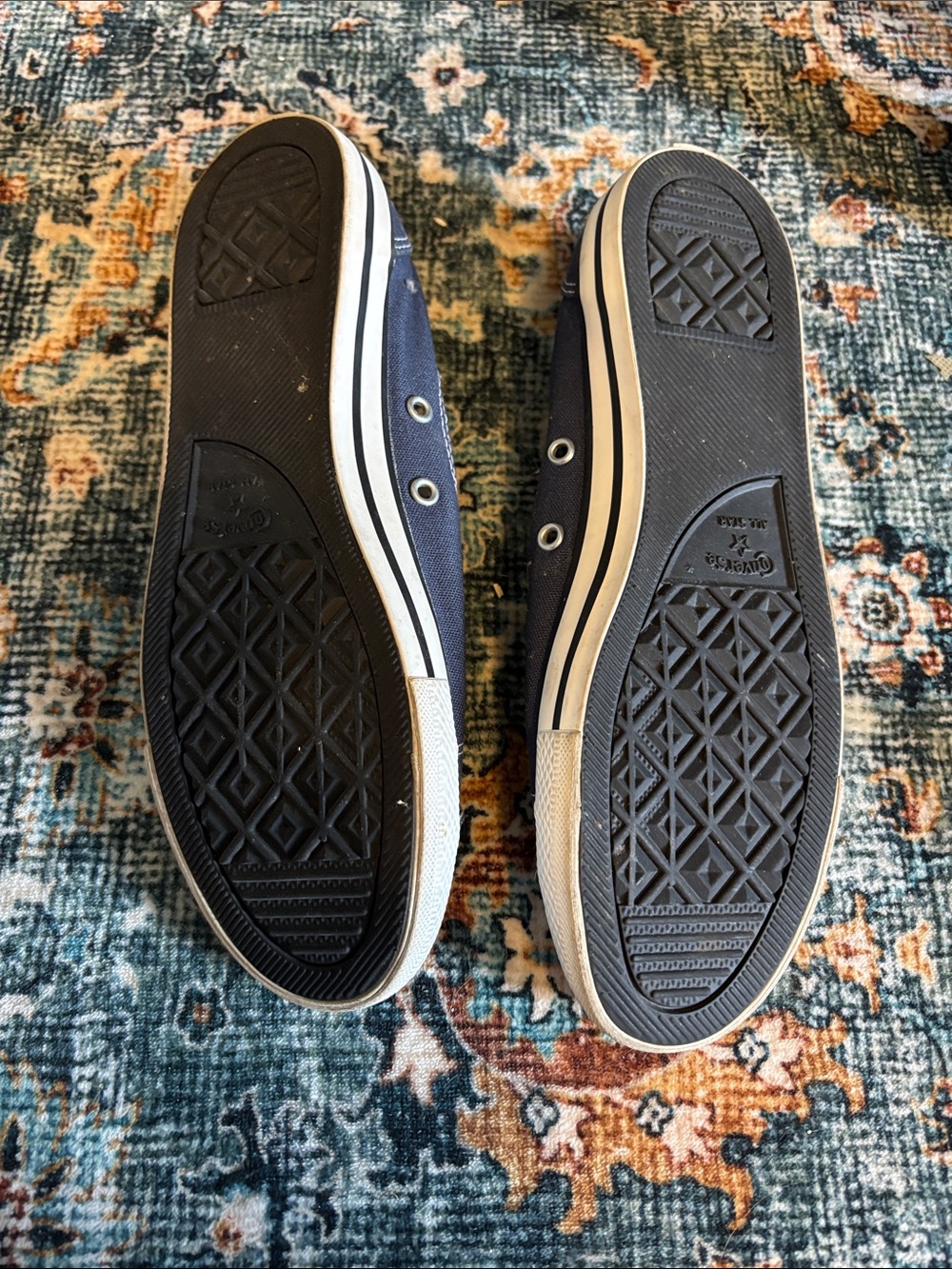 Converse Navy Canvas Ballet Flat Sneakers with White Laces - Picture 2 of 2